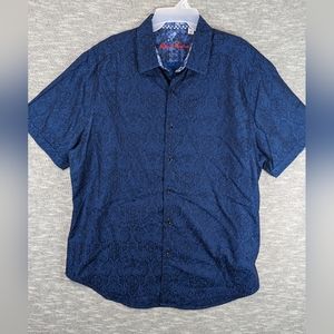 Robert Graham Men's XXL Short Sleeve Button Down Shirt Blue